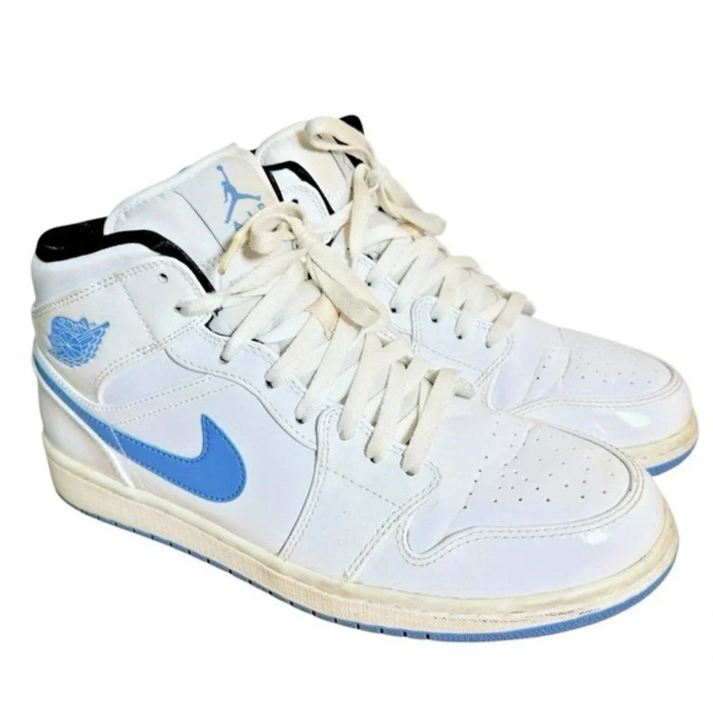 Nike Air Jordan 1 Mid Mens 11 Pre-Owned Sneakers White Legend Blue‎ 554724-127
